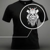 Zoom sur le design Panda Samouraï du T-shirt, détails inspirés du Japon pour barbus audacieux