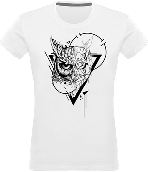 T-shirt Hibou design tatouage femme blanc 100% coton Graham Hold