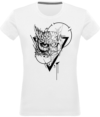 T-shirt Hibou design tatouage femme blanc 100% coton Graham Hold