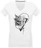 T-shirt hibou design tatouage femme blanc Col en V Graham Hold