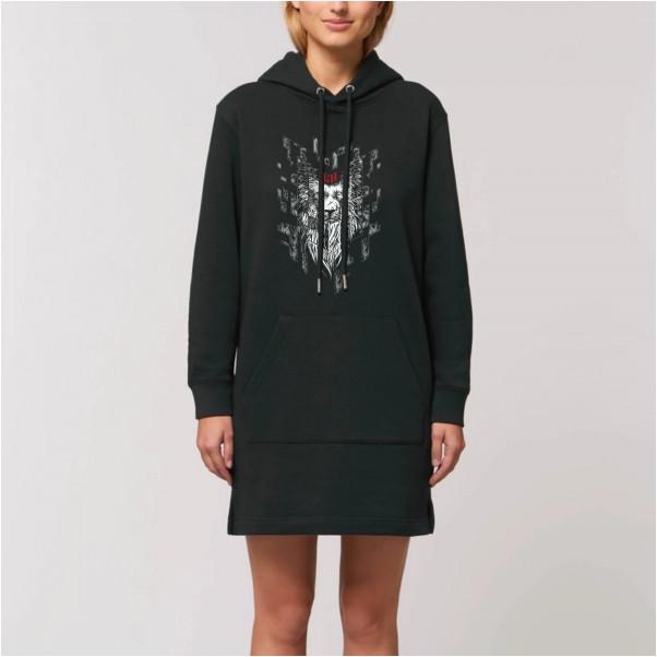 Robe sweat à capuche Lion digital noir - GrahamHold Graham Hold