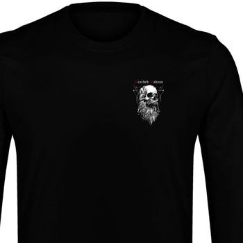 T-shirt à manches longues avec logo sur le coeur bearded badass noir  